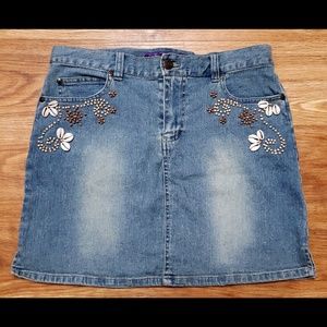 Jean skirt with seashells
